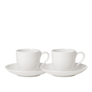 Espresso Tassen 2er Set Weiß Untertassen inklusive