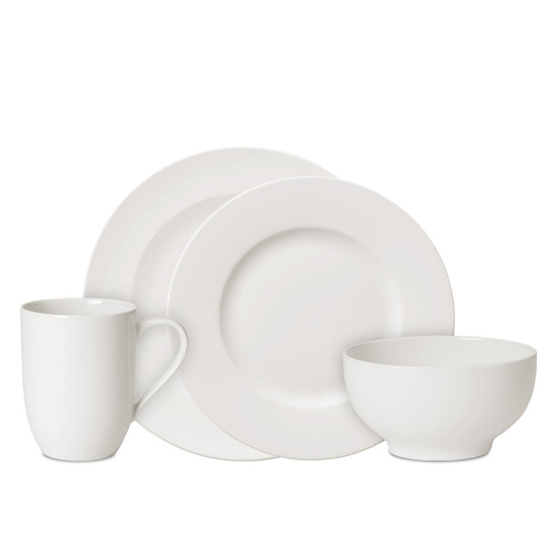 Essgeschirr Set Weiß Teller Schüssel Becher Zeitloses Design