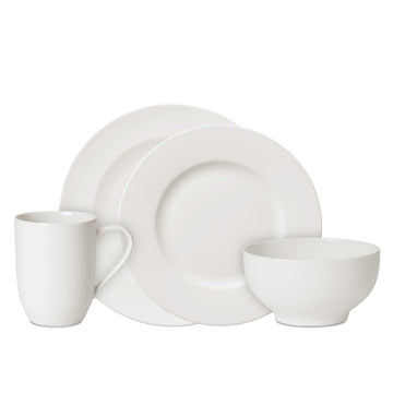 Essgeschirr Set Weiß Teller Schüssel Becher Zeitloses Design