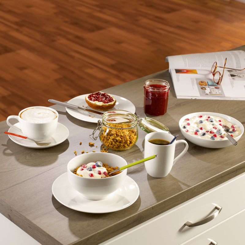 Essgeschirr Set Weiß Teller Schüssel Becher Zeitloses Design